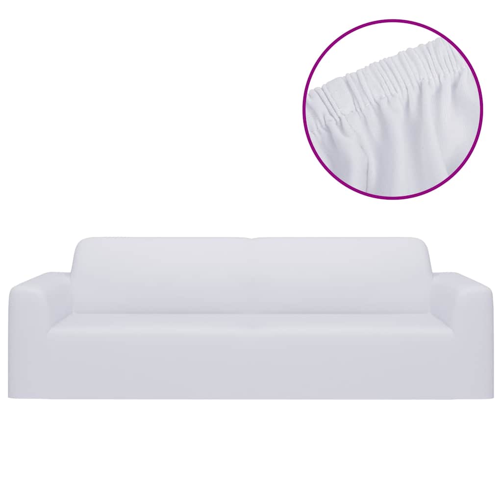 332950 vidaXL 3-Seater Stretch Couch Slipcover White Polyester Jersey