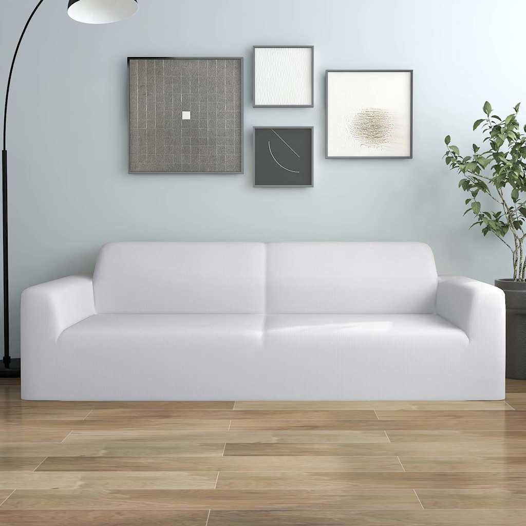 332950 vidaXL 3-Seater Stretch Couch Slipcover White Polyester Jersey