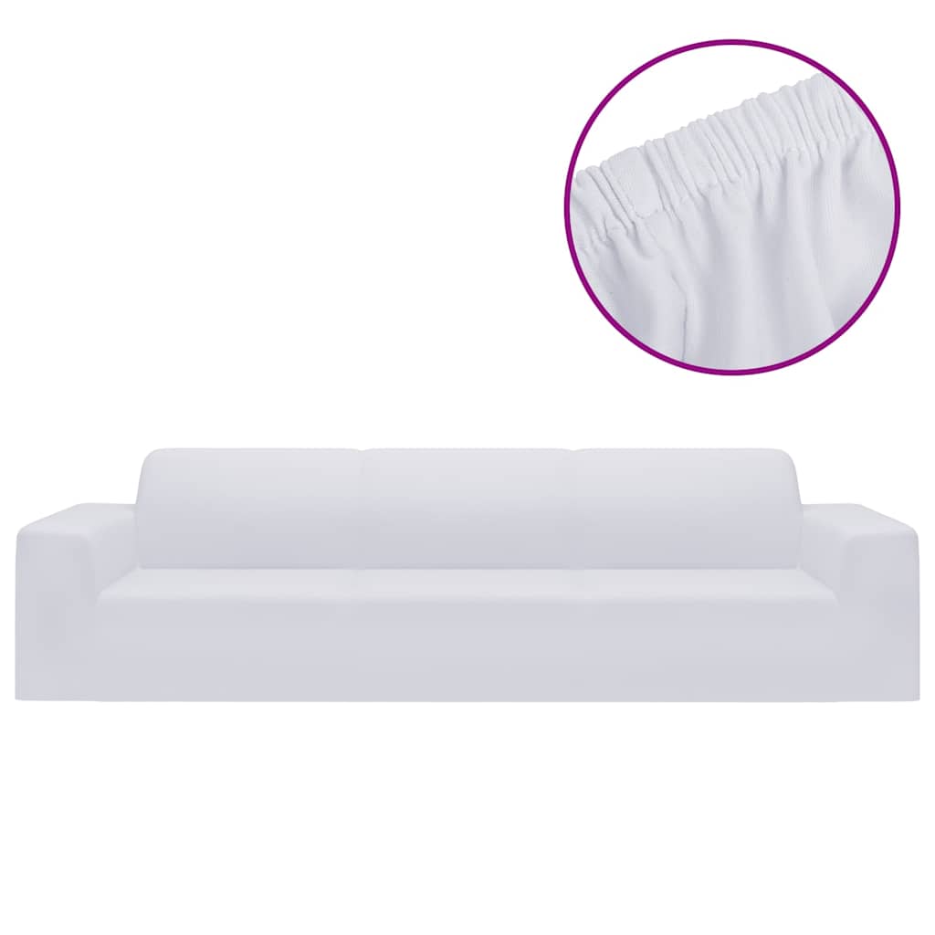 332951 vidaXL 4-Seater Stretch Couch Slipcover White Polyester Jersey