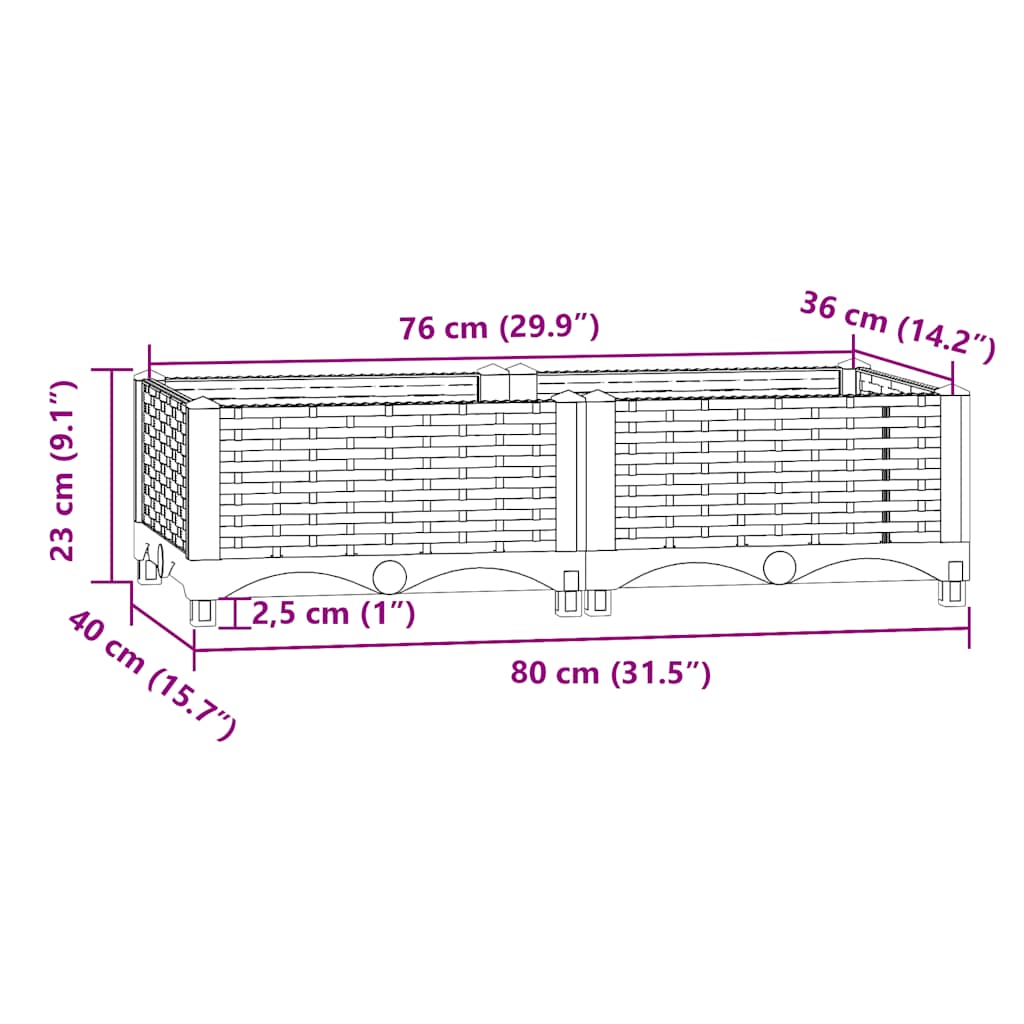 Raised Bed 80x40x23 cm Polypropylene