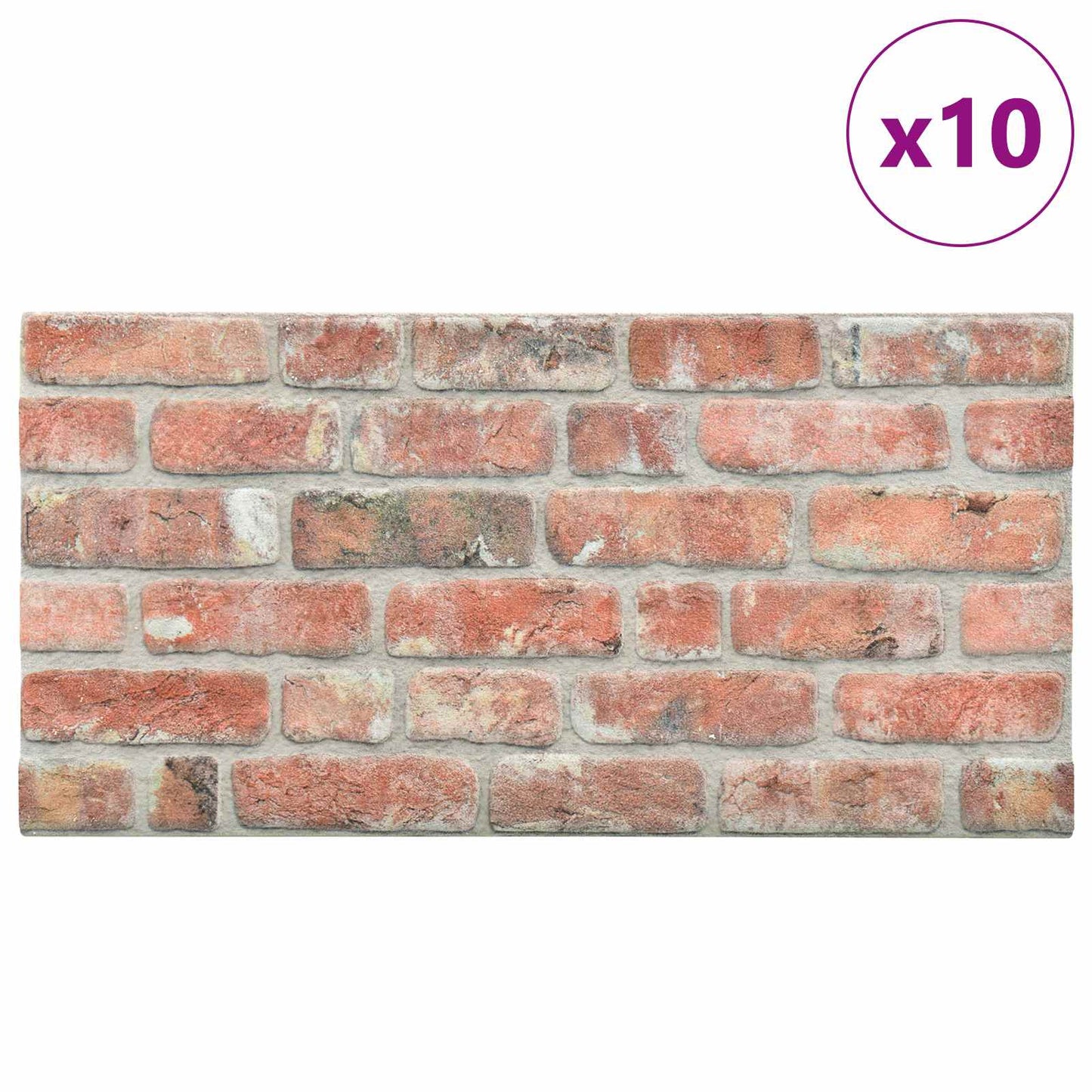 Wall Panels 10 pcs 100 x 50 cm Red EPS Foam