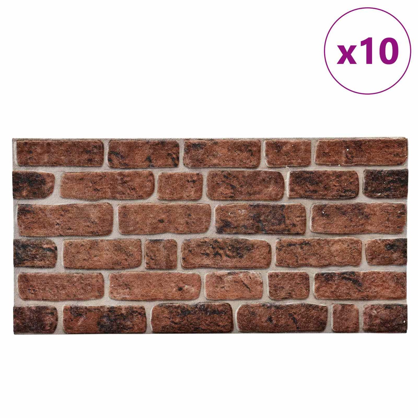 Wall Panels 10 pcs 100 x 50 cm Brown Brick EPS Foam