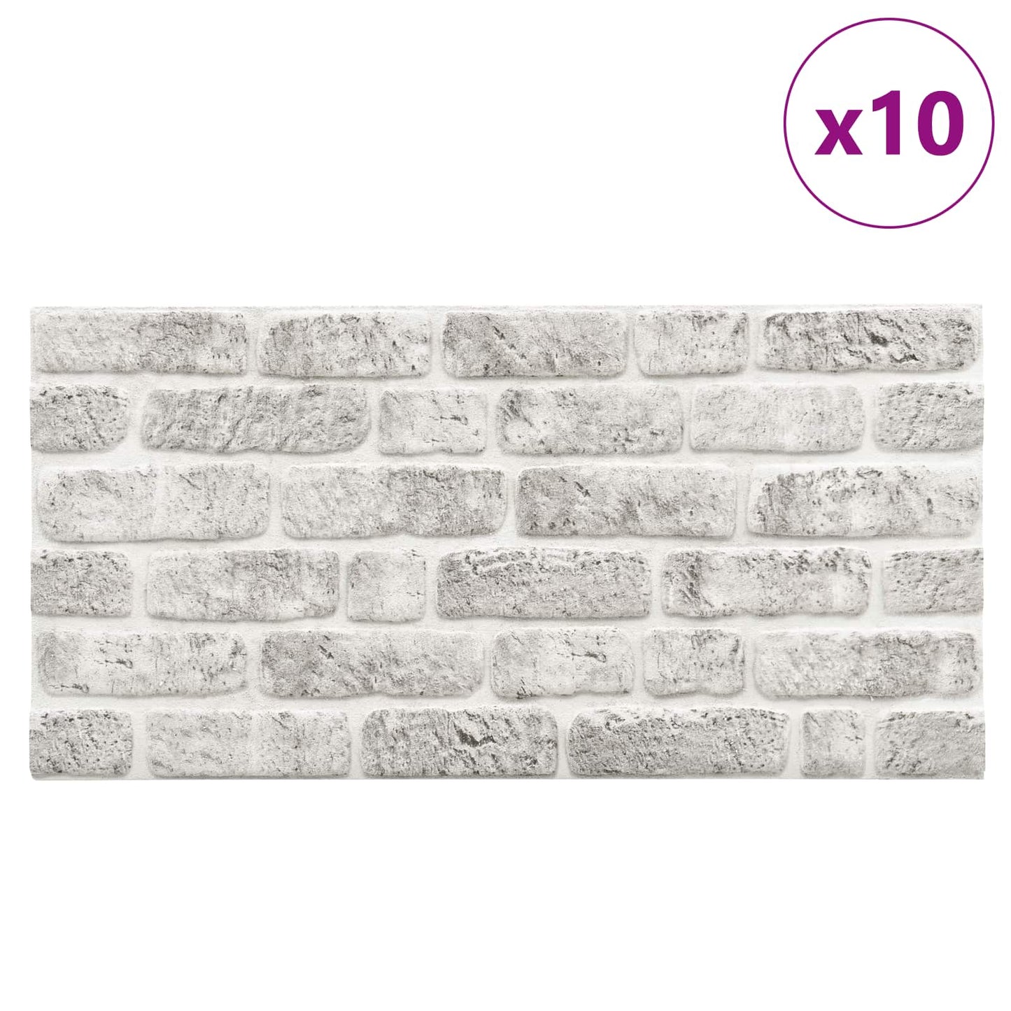 Wall Panels 10 pcs 100 x 50 cm Light Grey EPS Foam