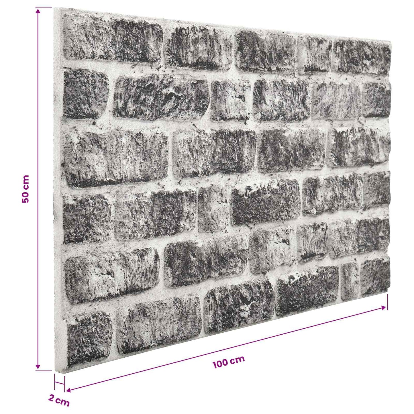 Wall Panels 10 pcs 100 x 50 cm Dark Grey and White EPS Foam