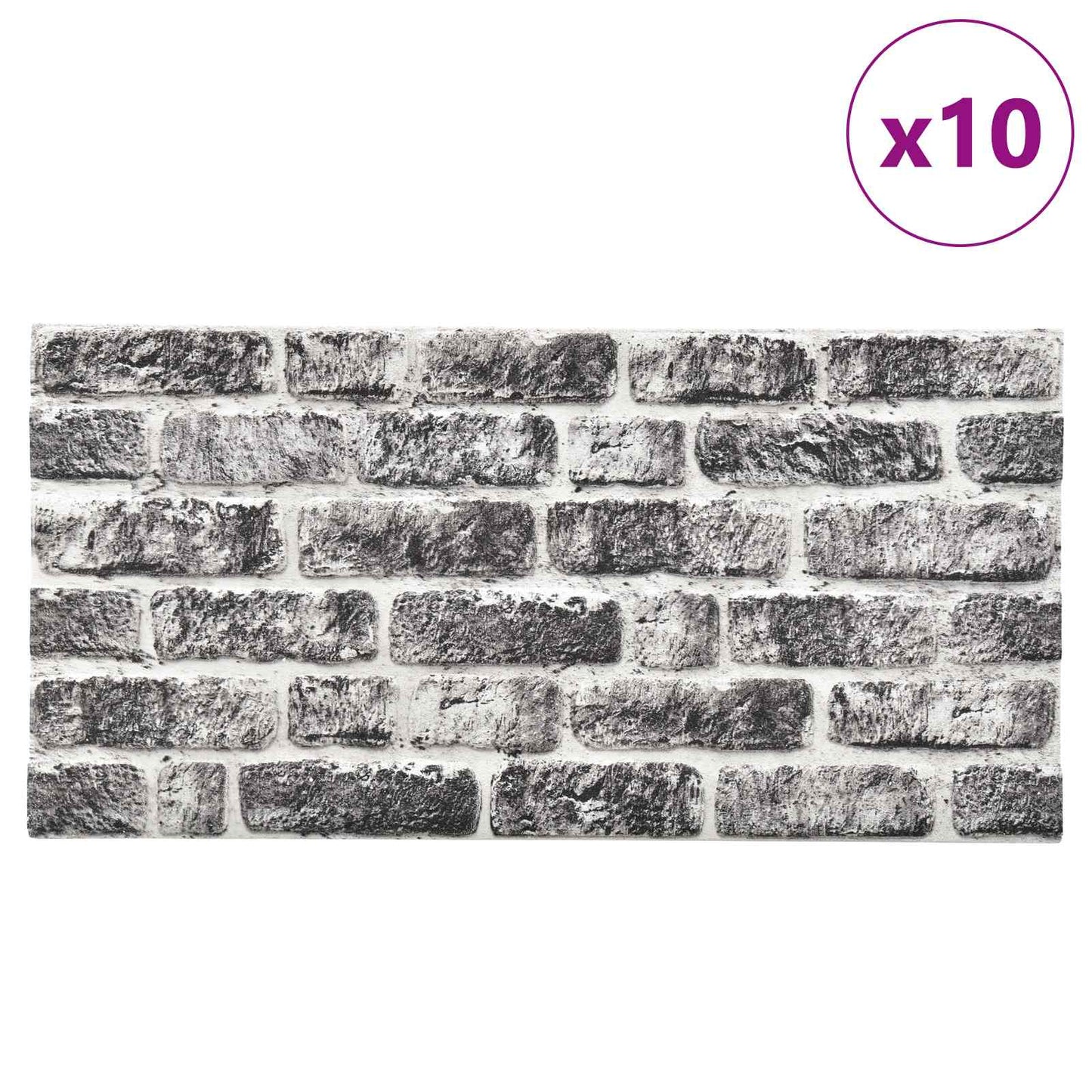 Wall Panels 10 pcs 100 x 50 cm Dark Grey and White EPS Foam