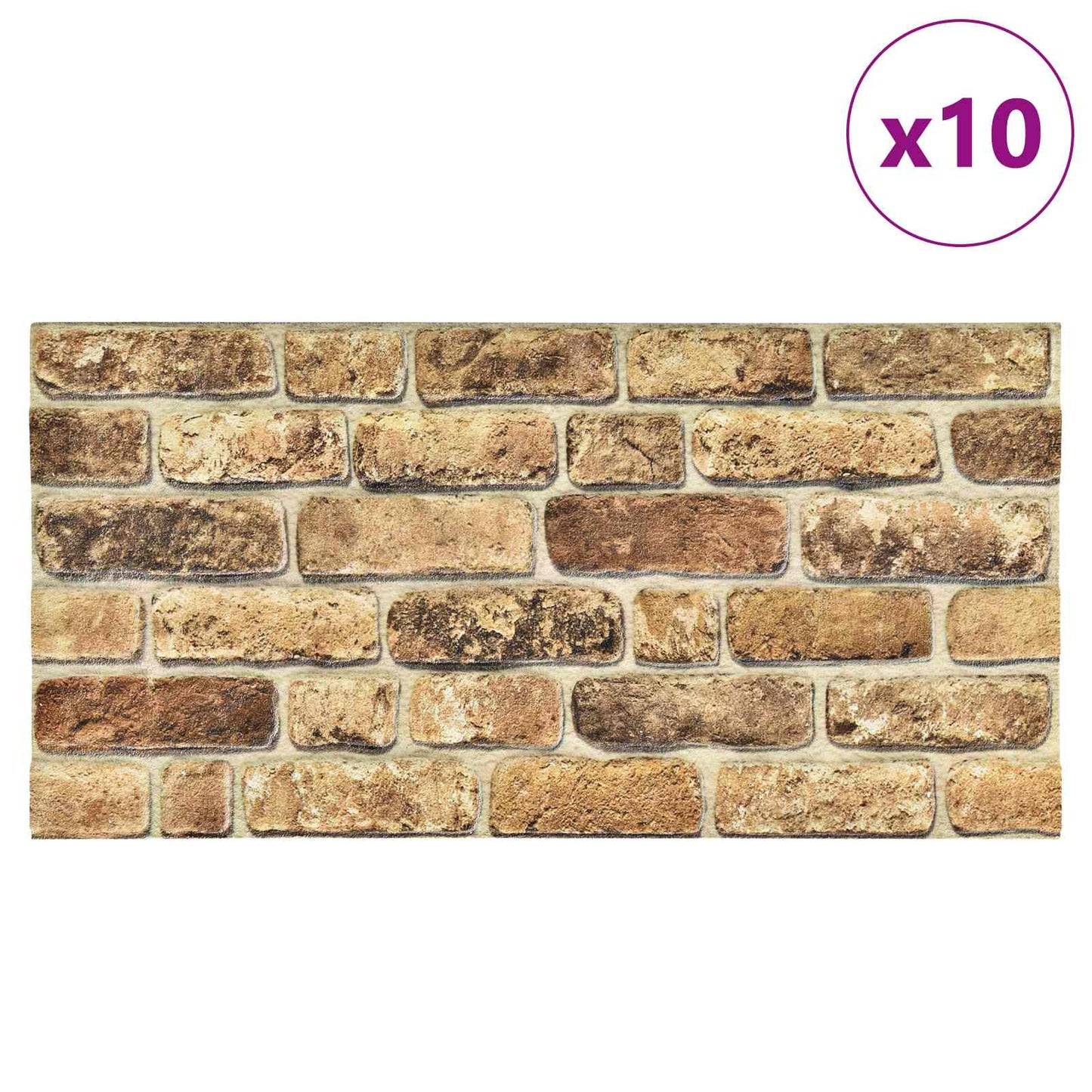 Wall Panels 10 pcs 100 x 50 cm Dark Sand EPS Foam