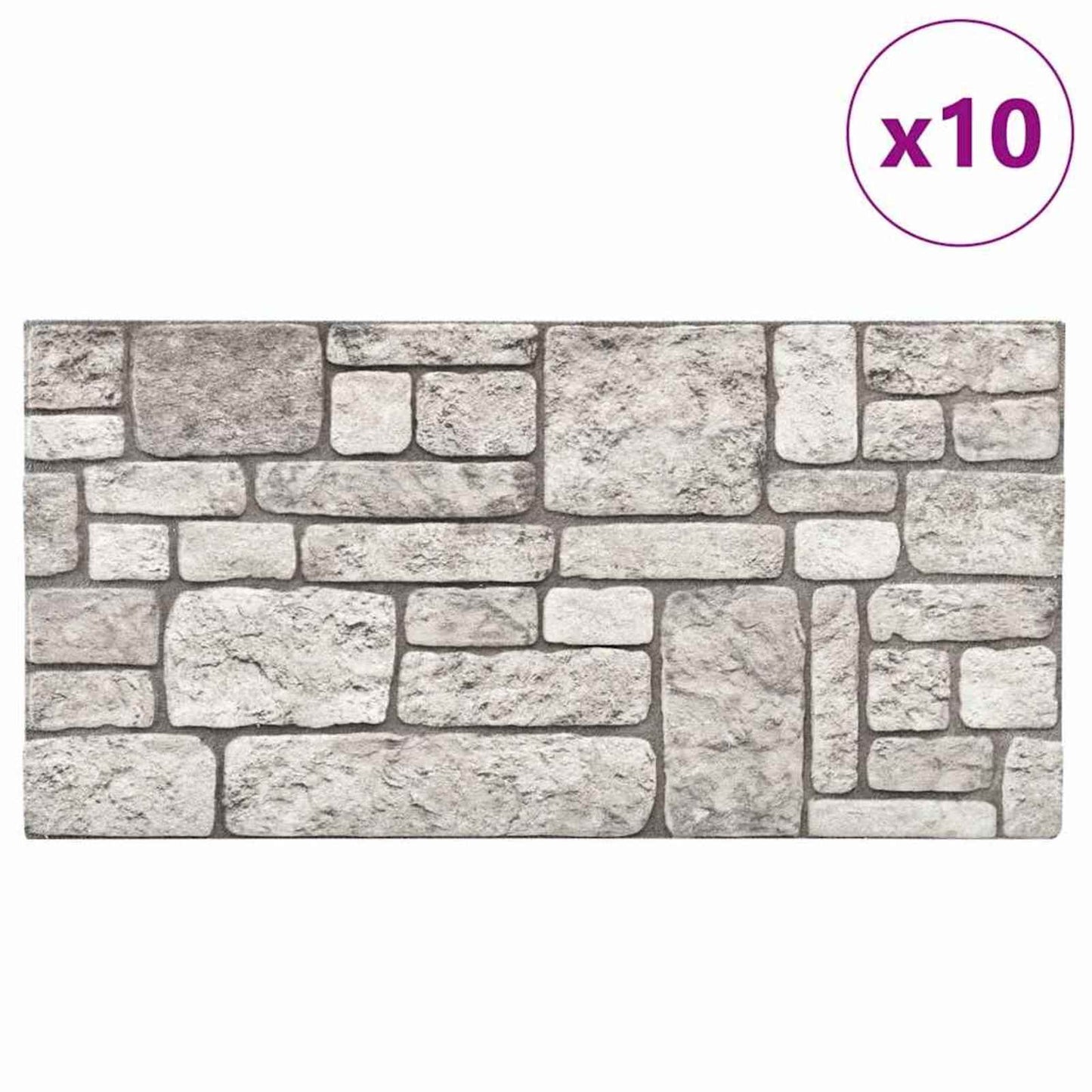 Wall Panels 10 pcs 100 x 50 cm Grey EPS Foam