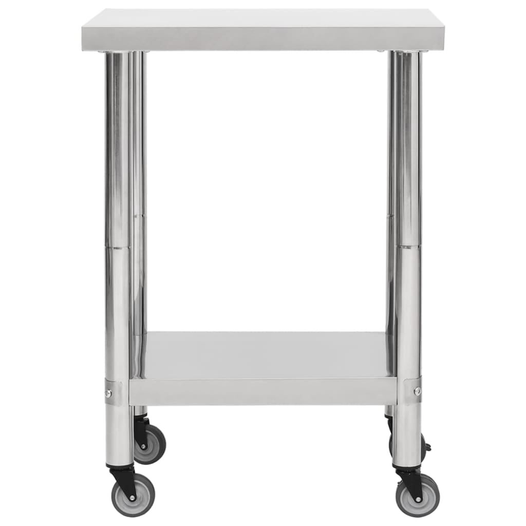 Kitchen Work Table with Wheels 60x30x85 cm Stainless Steel
