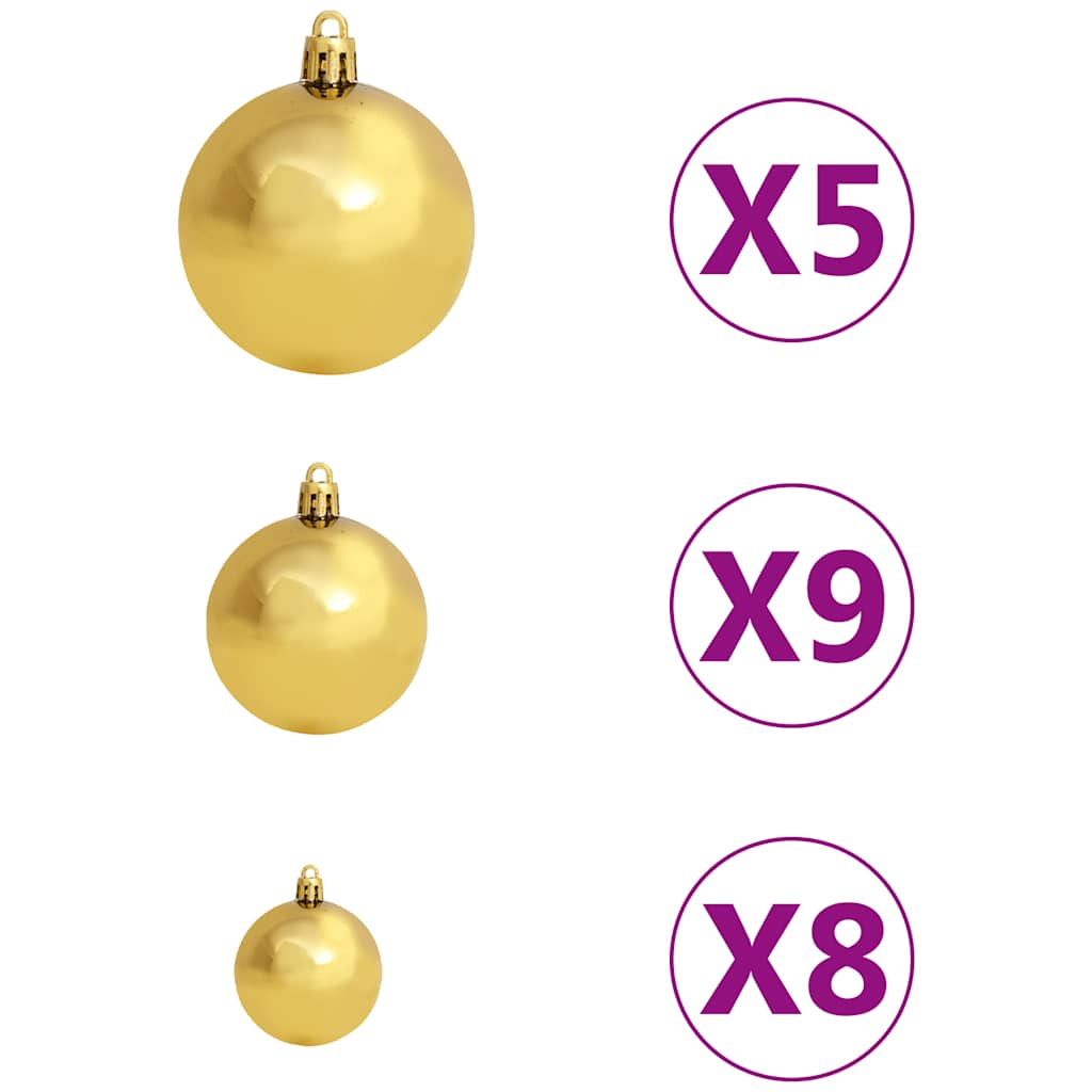 vidaXL Artificial Half Pre-lit Christmas Tree with Ball Set Green 210 cm