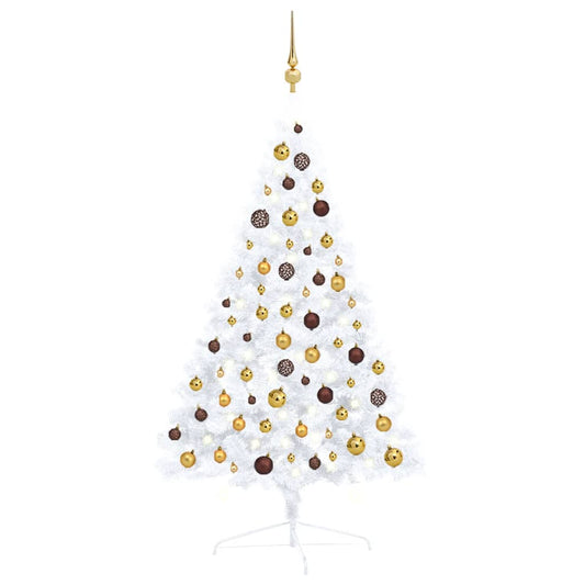 vidaXL Artificial Half Pre-lit Christmas Tree with Ball Set White 120 cm