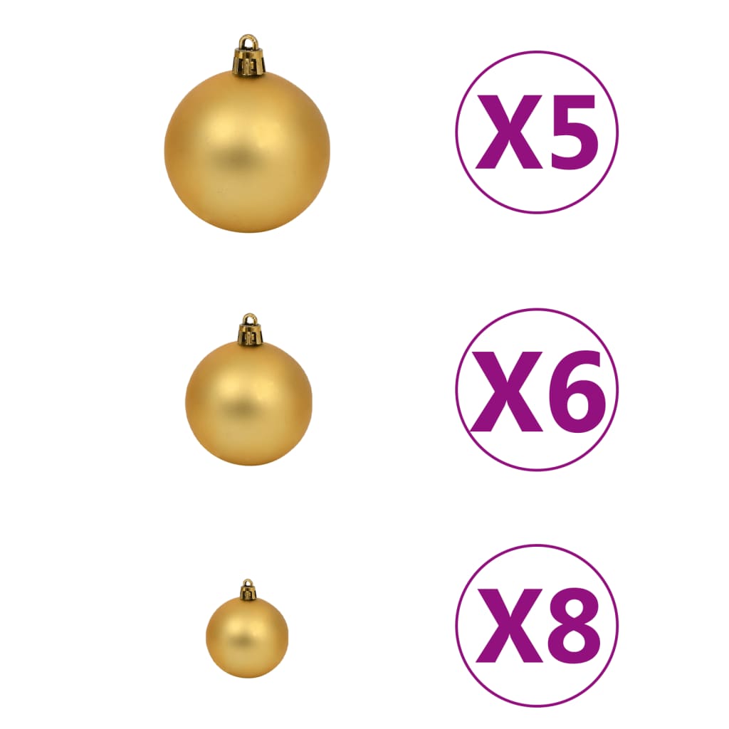 vidaXL Artificial Half Pre-lit Christmas Tree with Ball Set White 120 cm