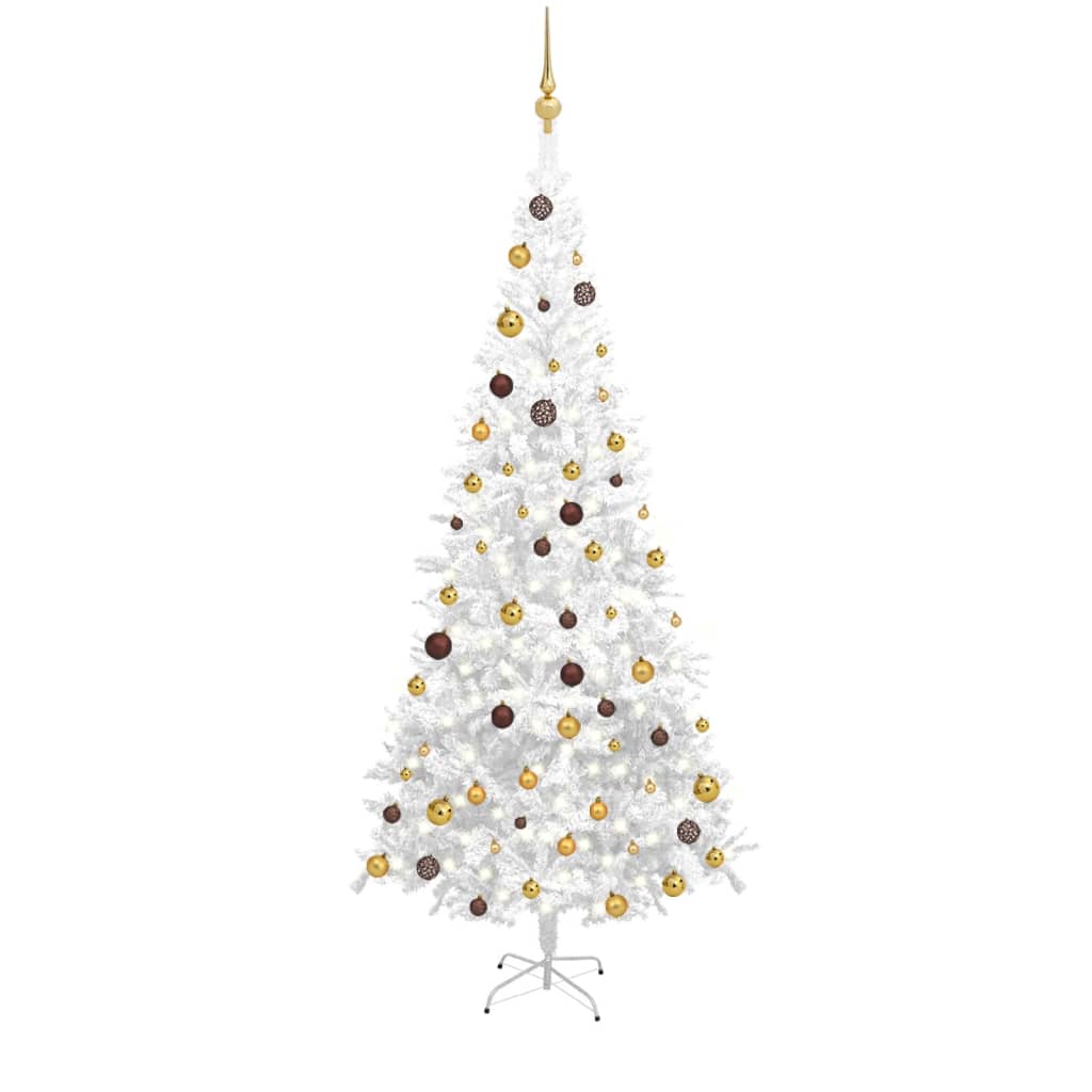 vidaXL Artificial Pre-lit Christmas Tree with Ball Set L 240 cm White