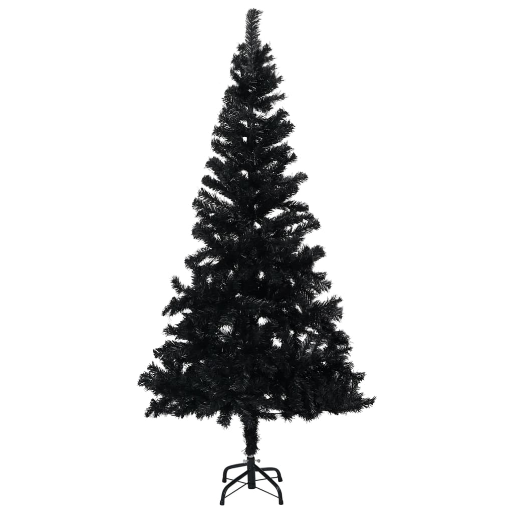 vidaXL Artificial Pre-lit Christmas Tree with Ball Set Black 240 cm PVC