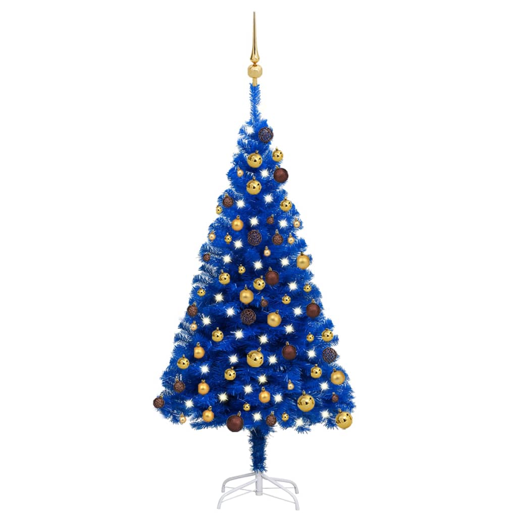 vidaXL Artificial Pre-lit Christmas Tree with Ball Set Blue 120 cm PVC