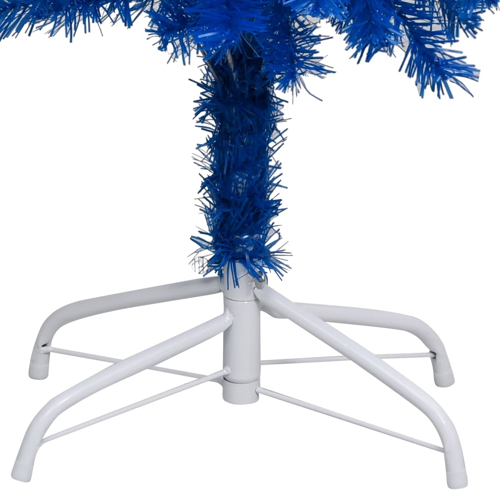 vidaXL Artificial Pre-lit Christmas Tree with Ball Set Blue 210 cm PVC