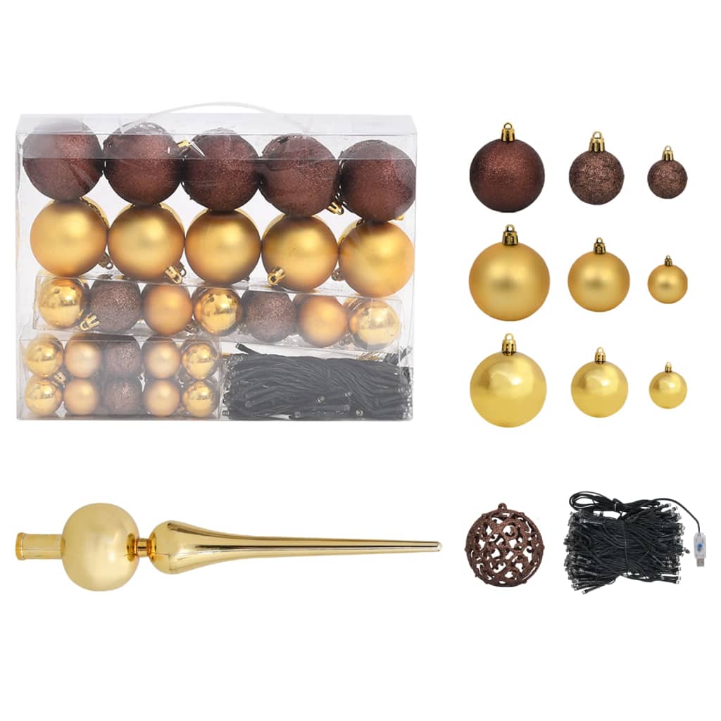 vidaXL Artificial Pre-lit Christmas Tree with Ball Set Gold 150 cm PET