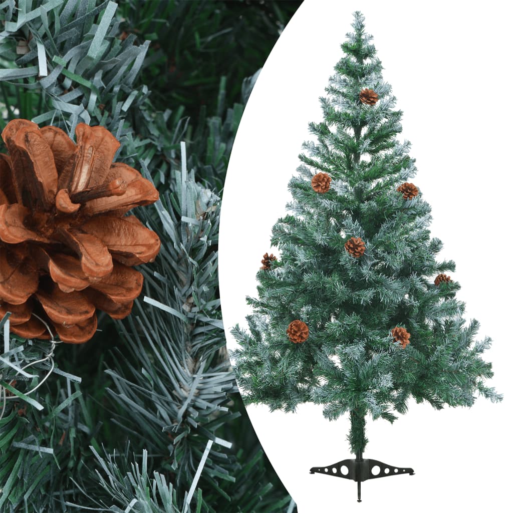 vidaXL Frosted Pre-lit Christmas Tree with Ball Set&Pinecones 150 cm