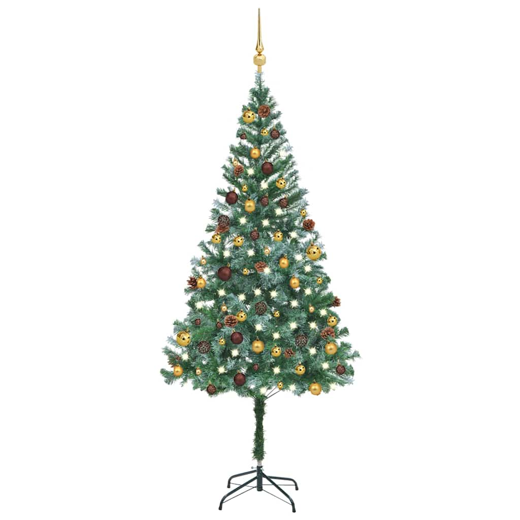 vidaXL Artificial Pre-lit Christmas Tree with Ball Set&Pinecones 180 cm