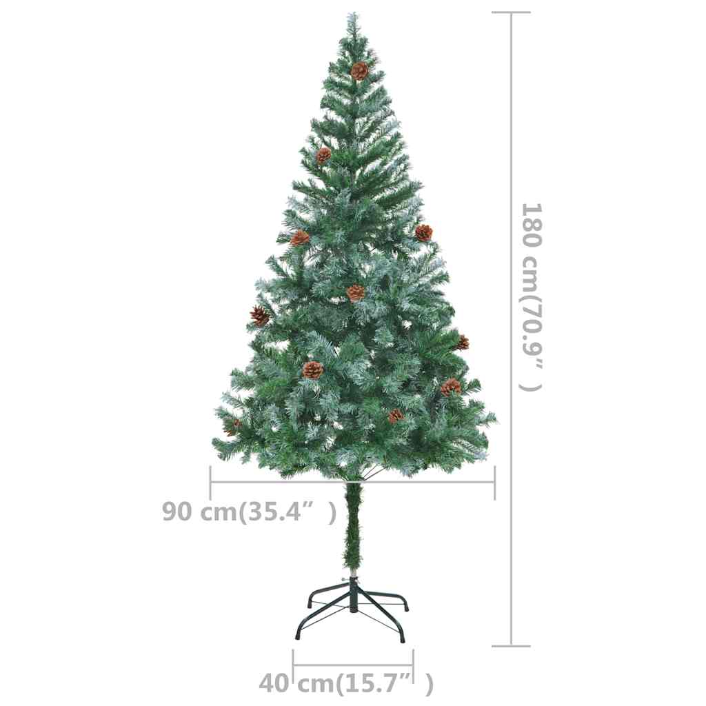 vidaXL Artificial Pre-lit Christmas Tree with Ball Set&Pinecones 180 cm