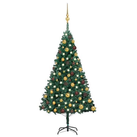 vidaXL Artificial Pre-lit Christmas Tree with Ball Set Green 120 cm PVC