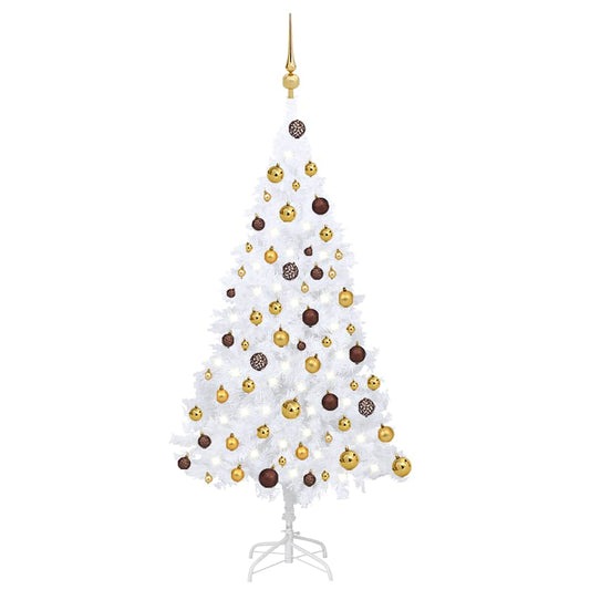 vidaXL Artificial Pre-lit Christmas Tree with Ball Set White 120 cm PVC