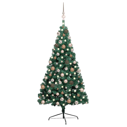 vidaXL Artificial Half Pre-lit Christmas Tree with Ball Set Green 240 cm