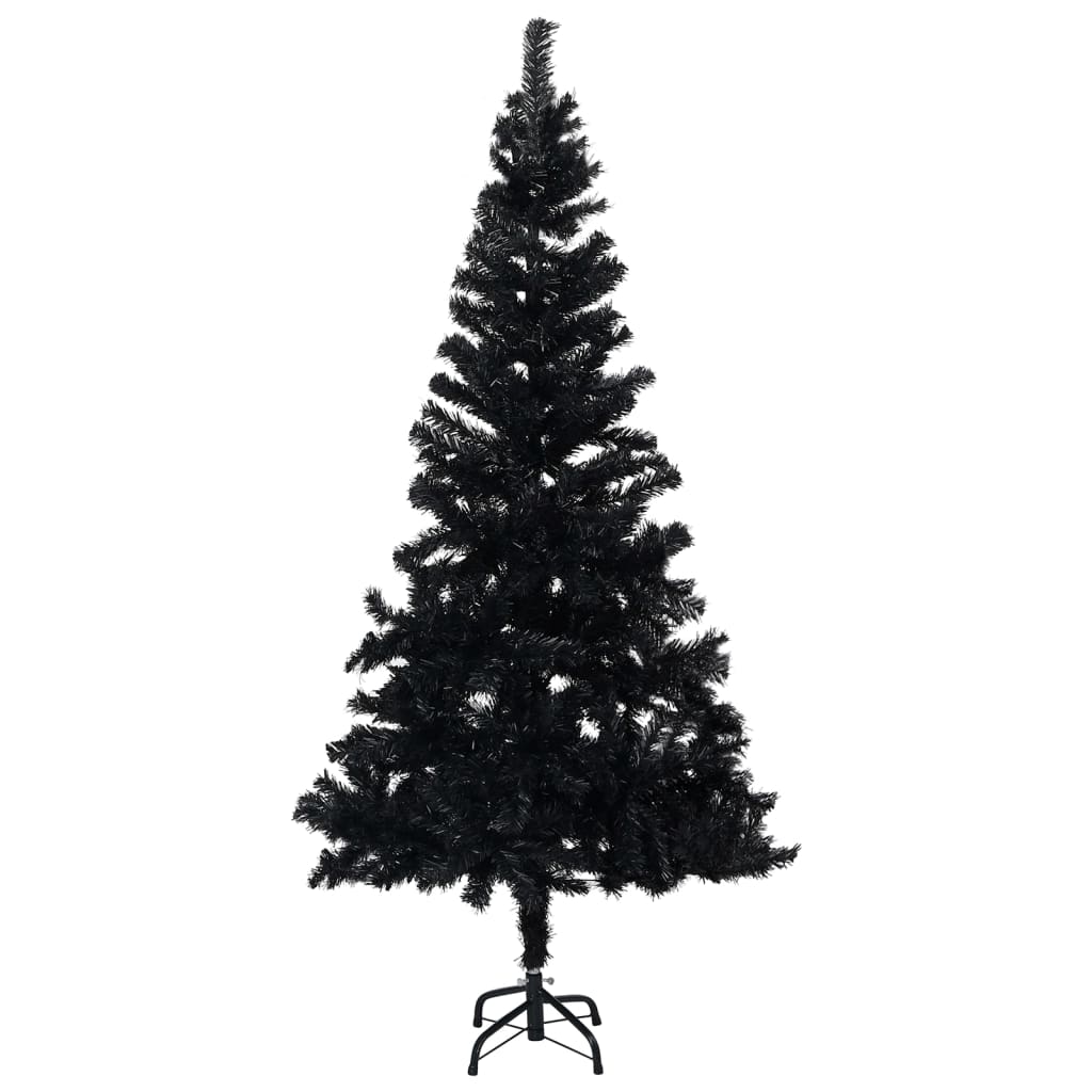 vidaXL Artificial Pre-lit Christmas Tree with Ball Set Black 210 cm PVC