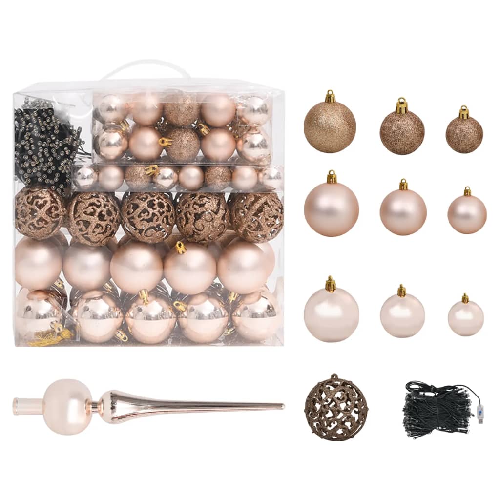 vidaXL Artificial Pre-lit Christmas Tree with Ball Set Black 210 cm PVC