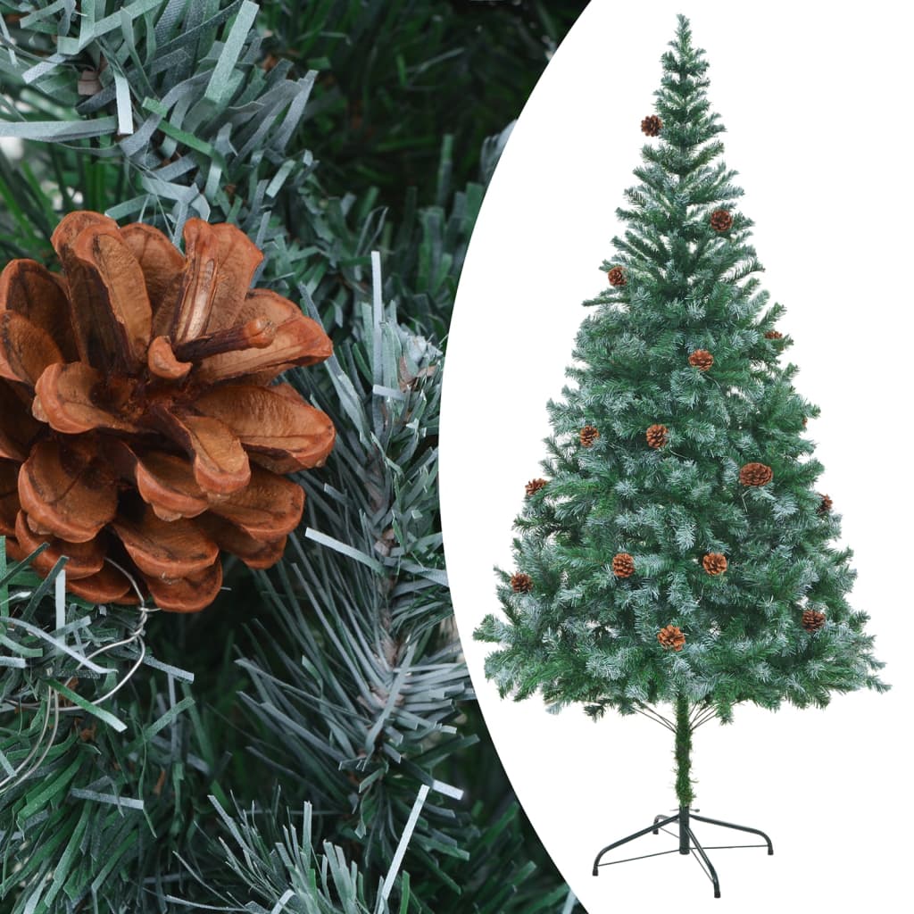 vidaXL Artificial Pre-lit Christmas Tree with Ball Set Pinecones 210 cm