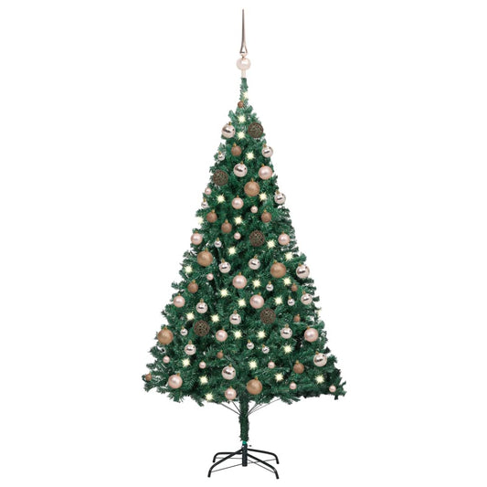 vidaXL Artificial Pre-lit Christmas Tree with Ball Set Green 150 cm PVC