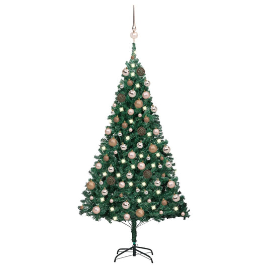 vidaXL Artificial Pre-lit Christmas Tree with Ball Set Green 180 cm PVC