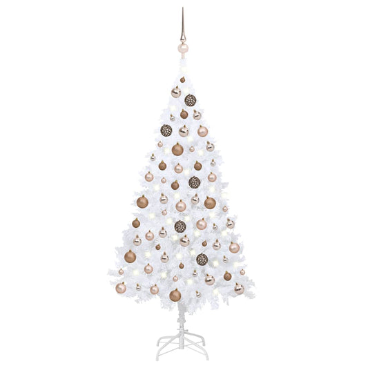 vidaXL Artificial Pre-lit Christmas Tree with Ball Set White 120 cm PVC