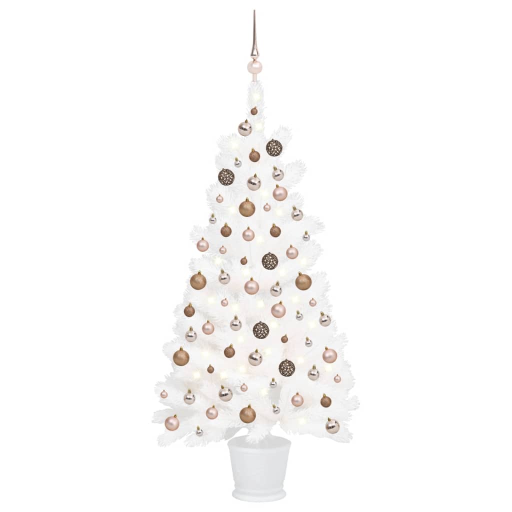 vidaXL Artificial Pre-lit Christmas Tree with Ball Set White 90 cm