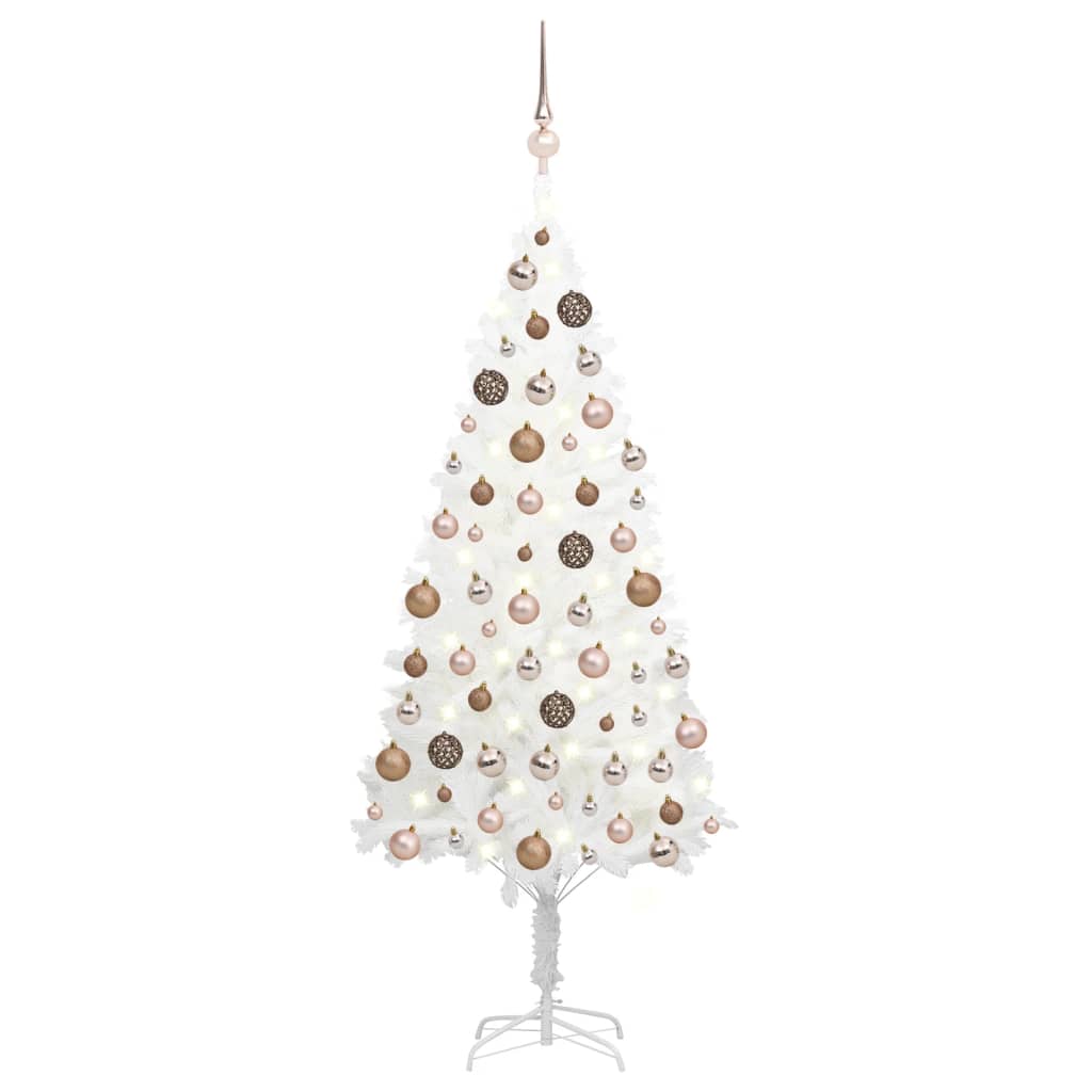 vidaXL Artificial Pre-lit Christmas Tree with Ball Set White 150 cm