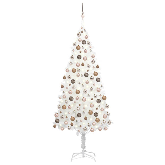 vidaXL Artificial Pre-lit Christmas Tree with Ball Set White 210 cm