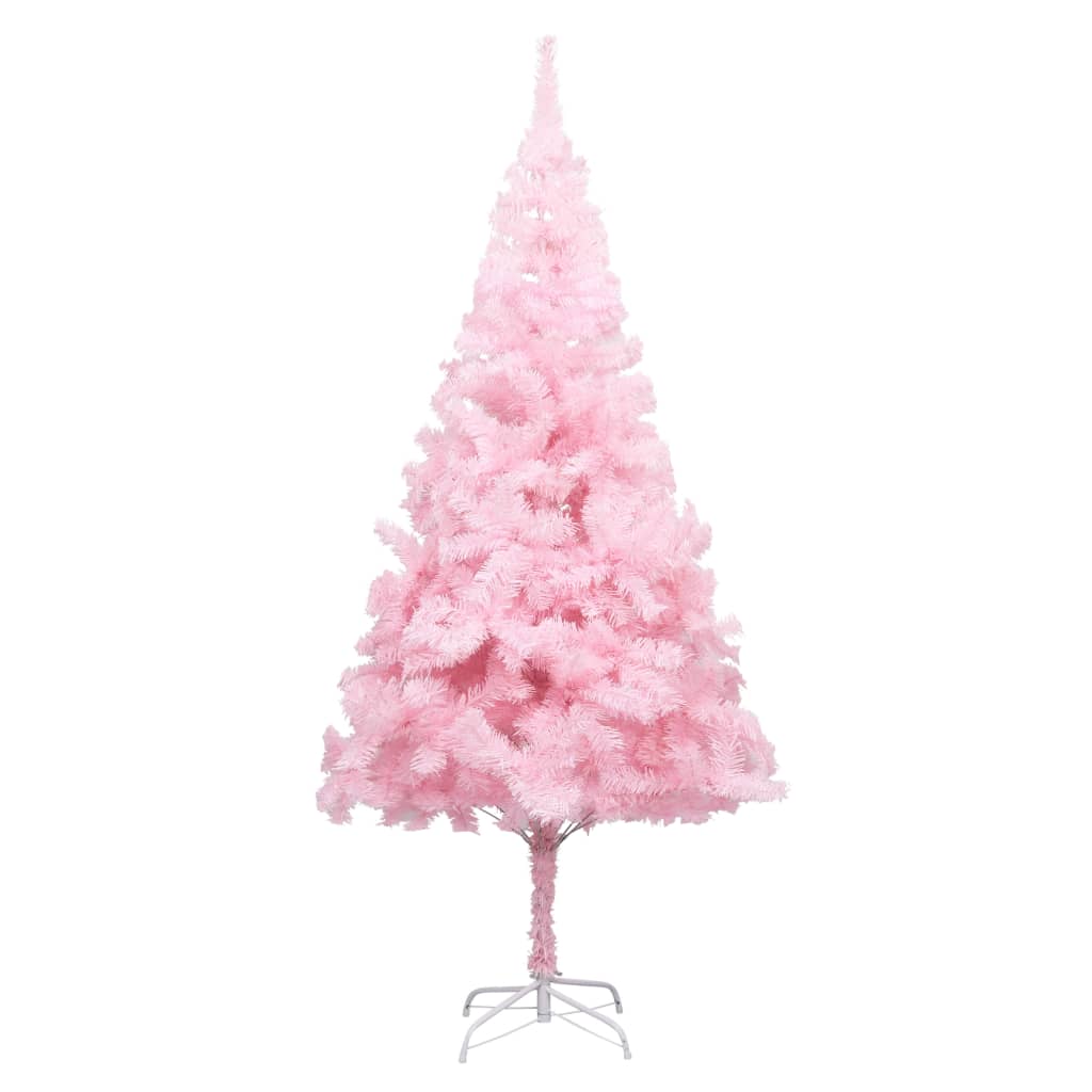 vidaXL Artificial Pre-lit Christmas Tree with Ball Set Pink 210 cm PVC