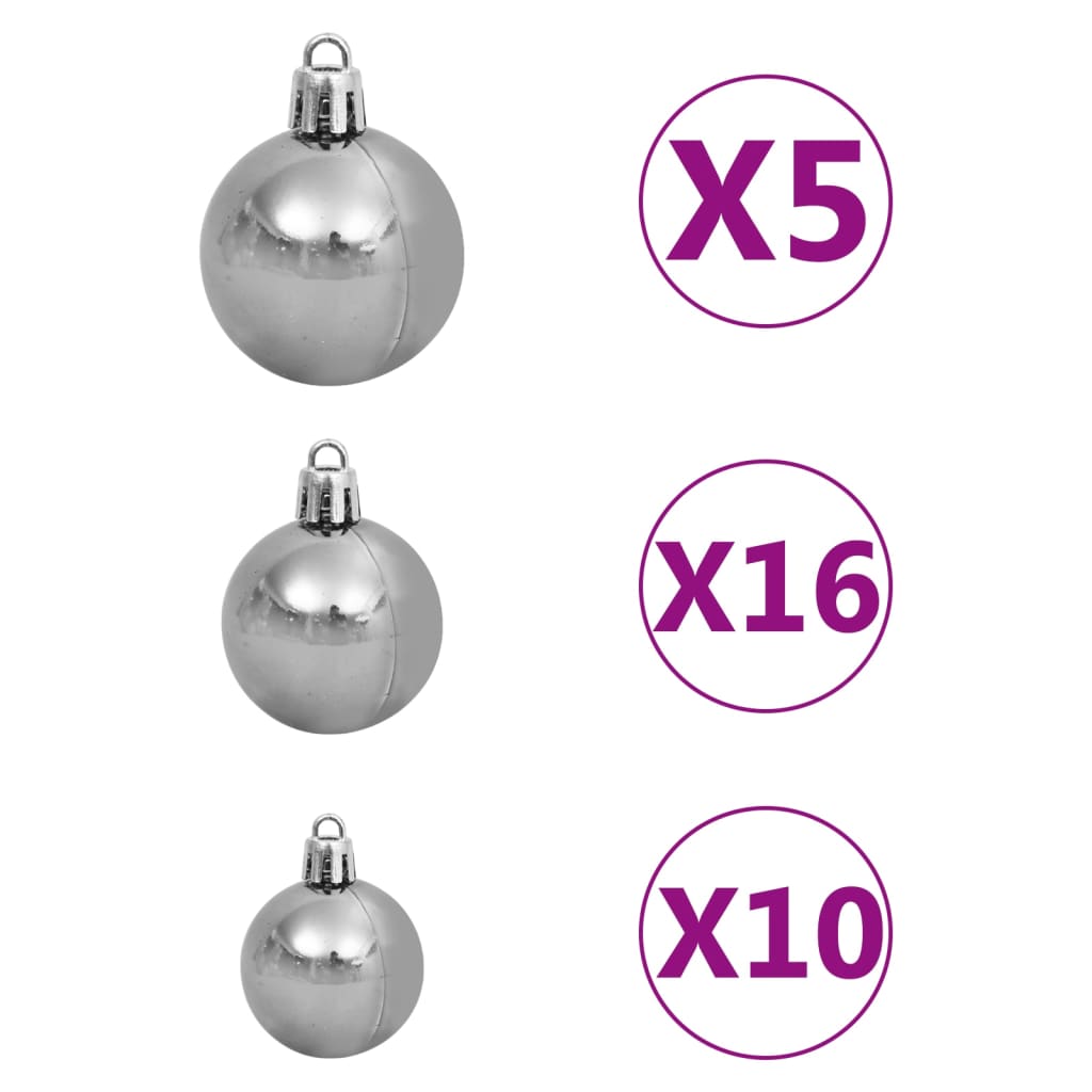 vidaXL Artificial Pre-lit Christmas Tree with Ball Set Pink 210 cm PVC