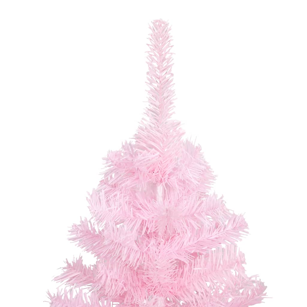 vidaXL Artificial Pre-lit Christmas Tree with Ball Set Pink 210 cm PVC