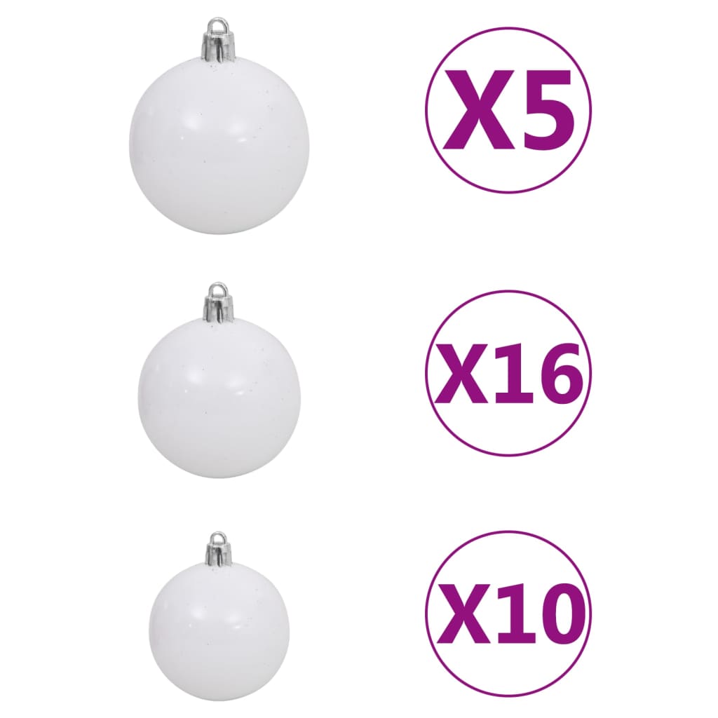 vidaXL Artificial Pre-lit Christmas Tree with Ball Set Pink 210 cm PVC