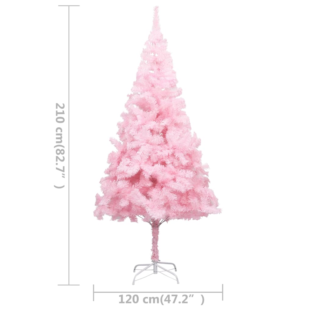 vidaXL Artificial Pre-lit Christmas Tree with Ball Set Pink 210 cm PVC