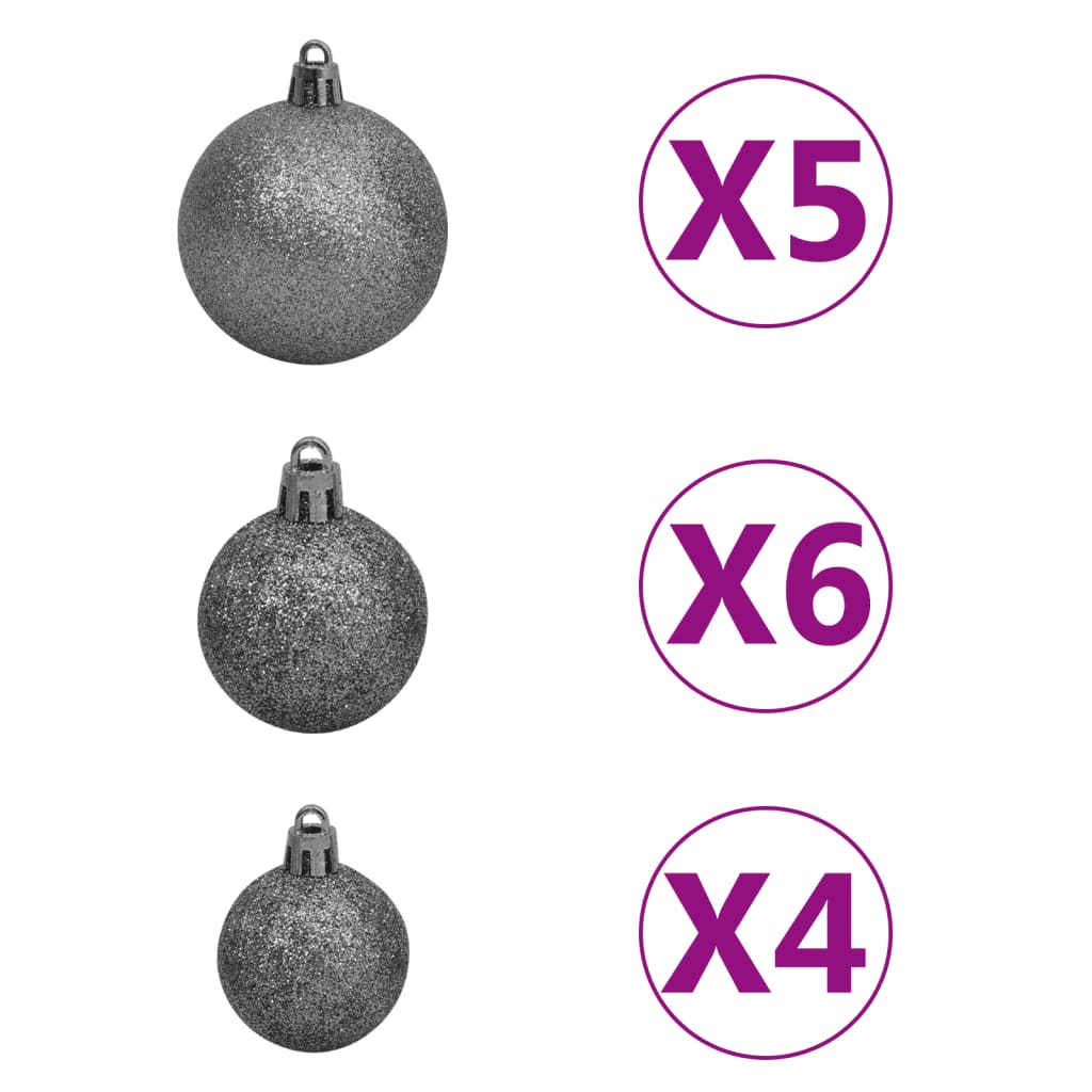 vidaXL Artificial Pre-lit Christmas Tree with Ball Set Silver 150 cm PET