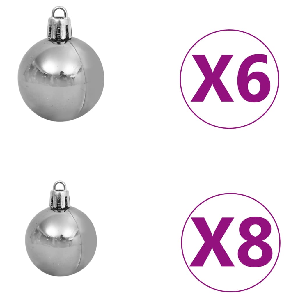 vidaXL Artificial Pre-lit Christmas Tree with Ball Set Silver 150 cm PET