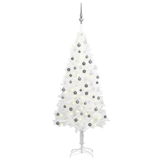 vidaXL Artificial Pre-lit Christmas Tree with Ball Set White 150 cm