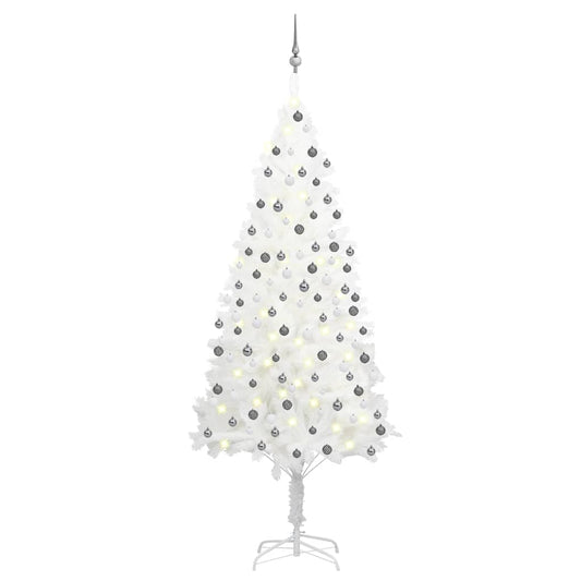 vidaXL Artificial Pre-lit Christmas Tree with Ball Set White 210 cm