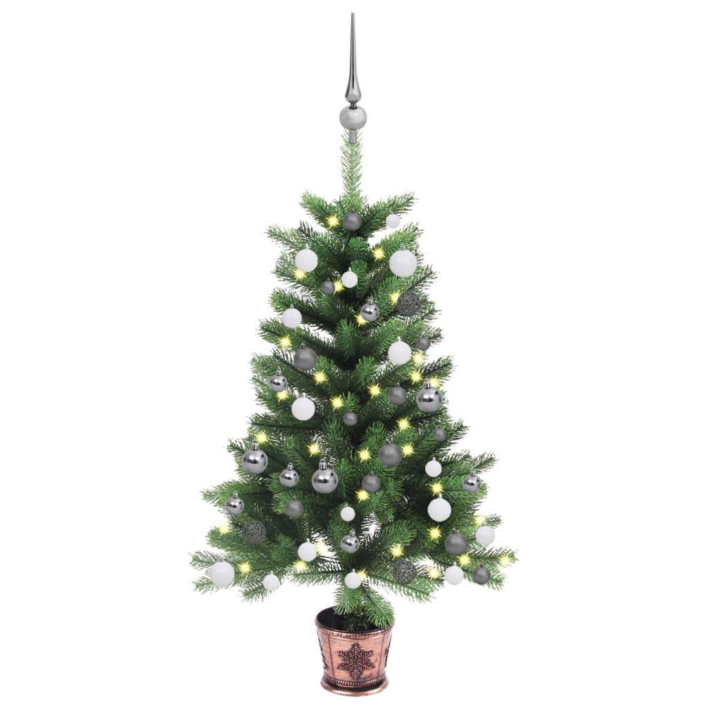 vidaXL Artificial Pre-lit Christmas Tree with Ball Set 90 cm Green