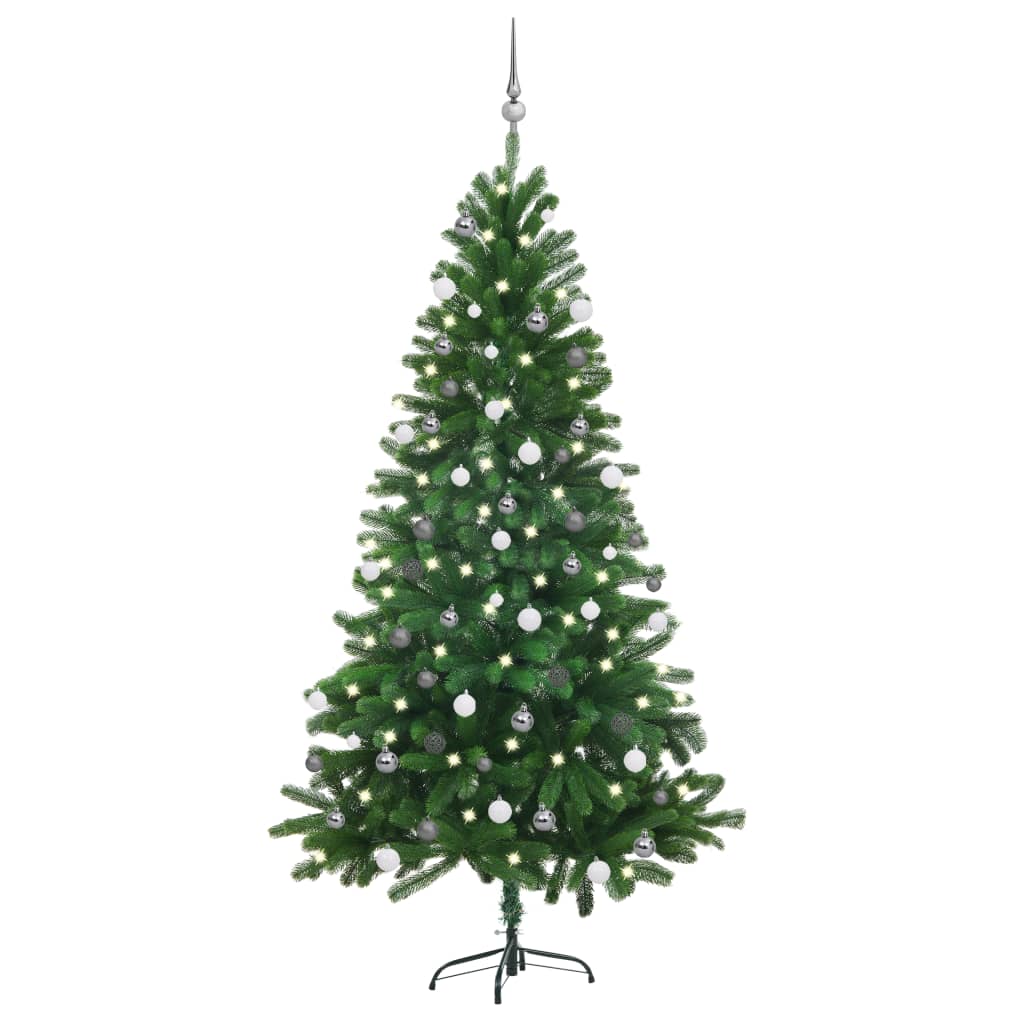 vidaXL Artificial Pre-lit Christmas Tree with Ball Set 180 cm Green