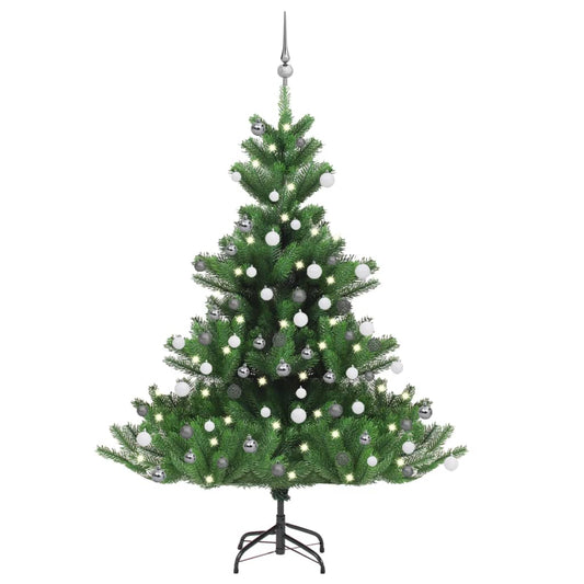 vidaXL Nordmann Fir Artificial Christmas Tree LED&Ball Set Green 150cm