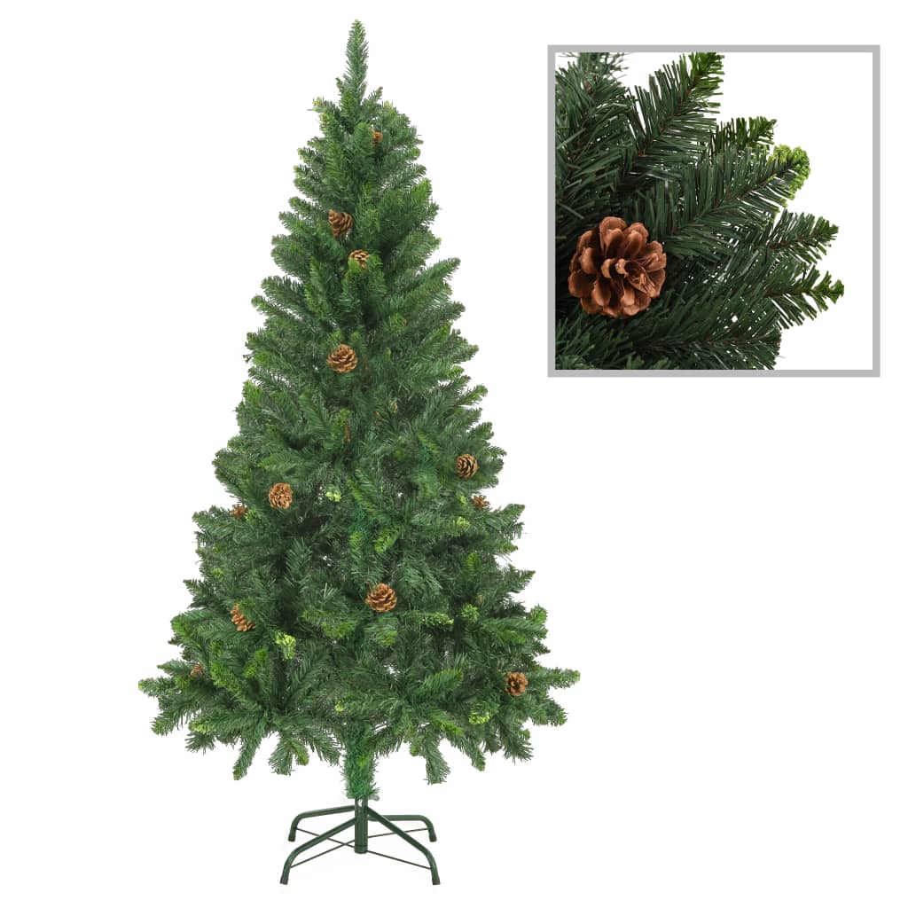 vidaXL Artificial Pre-lit Christmas Tree with Pine Cones Green 150 cm