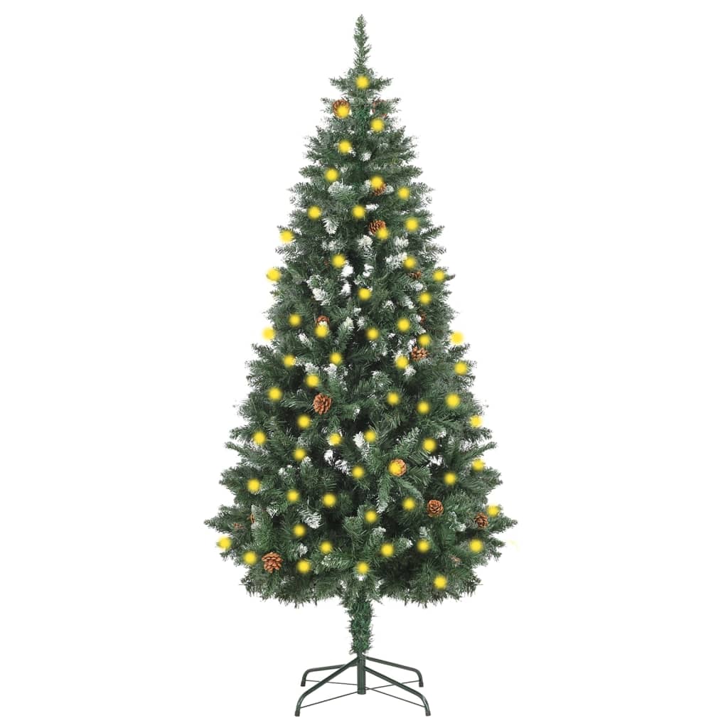 vidaXL Artificial Pre-lit Christmas Tree with Pine Cones 180 cm