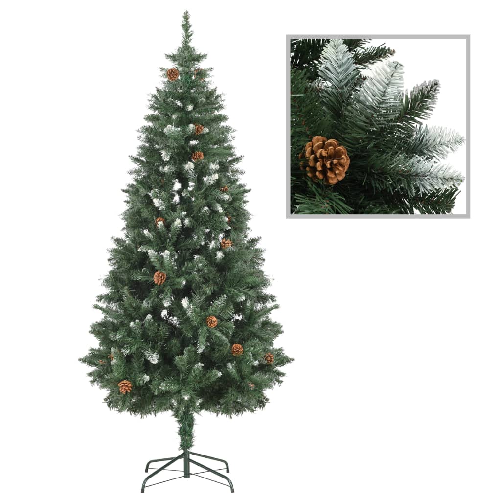 vidaXL Artificial Pre-lit Christmas Tree with Pine Cones 180 cm